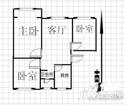 苗圃小区2室2厅1卫85㎡户型图