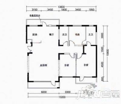 天景丽苑2室2厅1卫82㎡户型图