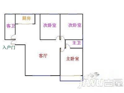 佛岗新居2室1厅1卫户型图