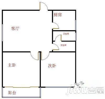 佛岗新居2室1厅1卫户型图