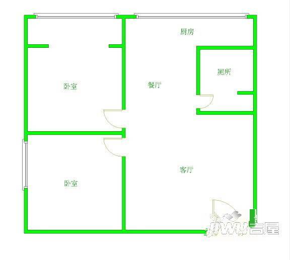 佛岗新居2室1厅1卫户型图