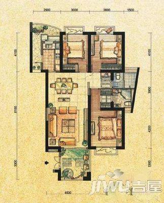 和谐小区2室2厅1卫103㎡户型图