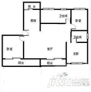 都市铭座3室2厅2卫143㎡户型图