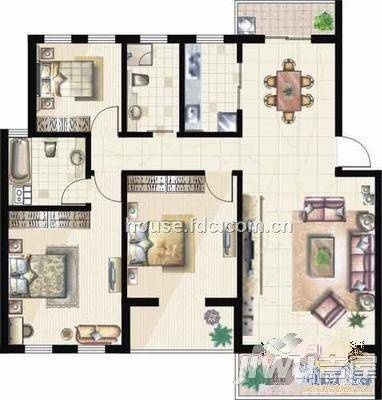 都市铭座3室2厅2卫143㎡户型图