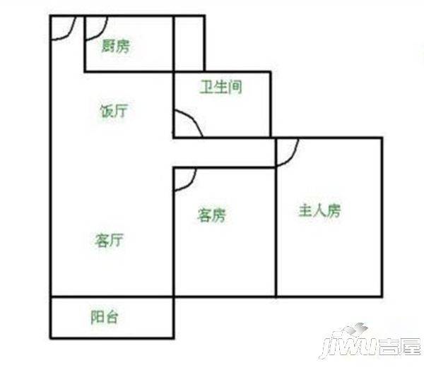 丽江水花园2室2厅1卫105㎡户型图