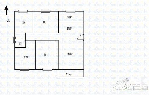 锦程山庄3室2厅2卫125㎡户型图