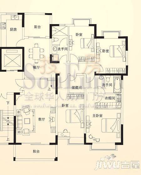 名门世家3室2厅2卫148.9㎡户型图