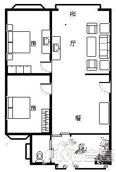 丰乐花苑2室2厅1卫86㎡户型图
