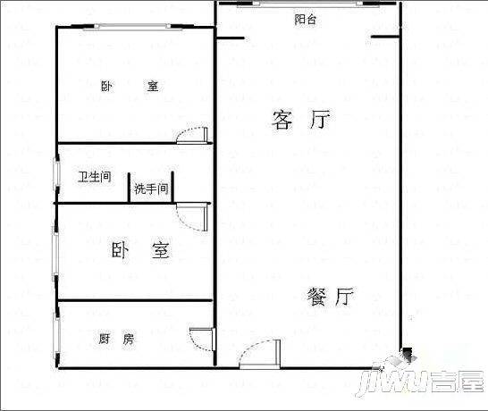 丰庆华府2室2厅1卫95㎡户型图