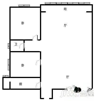 丰庆华府2室2厅1卫95㎡户型图