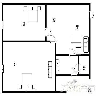 丰庆华府2室2厅1卫95㎡户型图