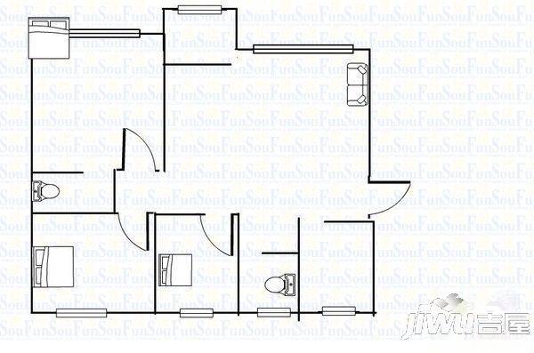 丰庆华府2室2厅1卫95㎡户型图