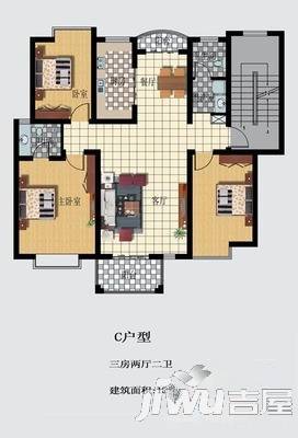 秦江花园3室2厅1卫97㎡户型图