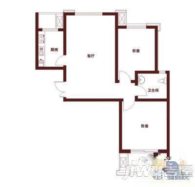 新里卢浮宫馆二期2室1厅1卫户型图