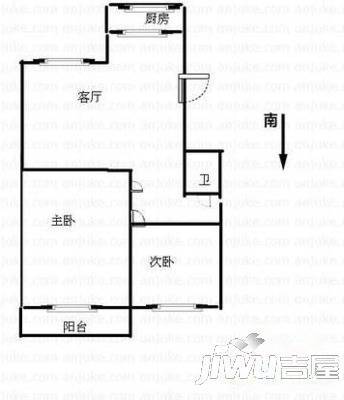 开元银田3室2厅1卫135㎡户型图