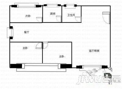 雅居一方2室2厅1卫户型图