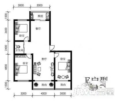 兰亭名苑2室2厅2卫户型图