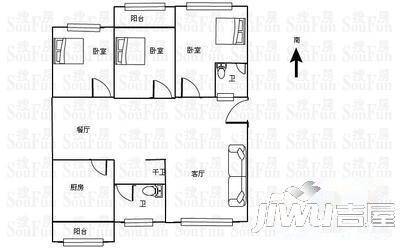 兰亭名苑2室2厅2卫户型图