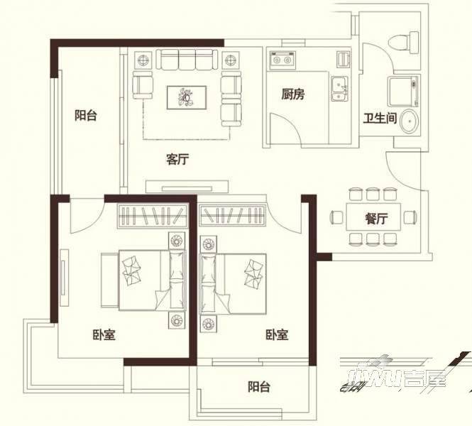 亚星盛世悦都1室1厅1卫户型图