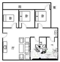 荔园公寓3室1厅1卫127㎡户型图