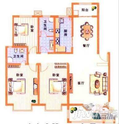 枫林花苑3室2厅1卫110㎡户型图