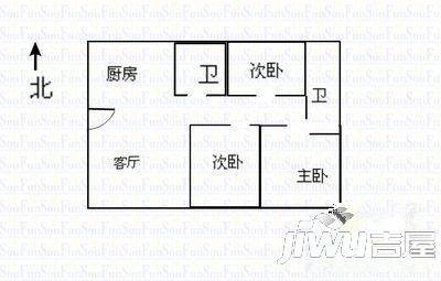 思达金桂园3室2厅1卫108㎡户型图