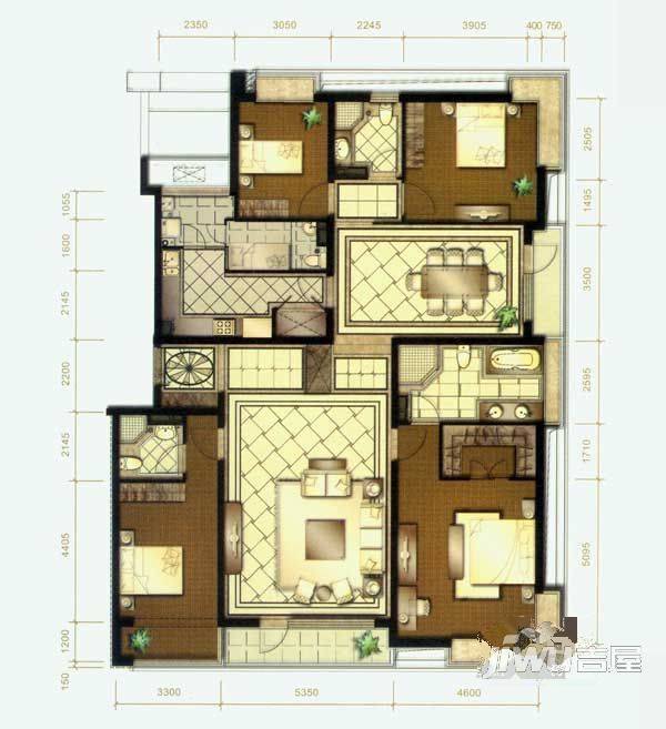 金程名湖山庄6室3厅2卫户型图