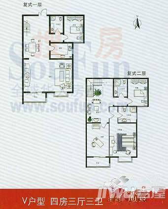 帝湖王府4室3厅3卫242.6㎡户型图