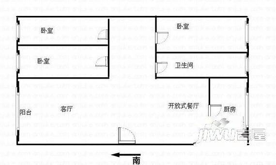 西景佳苑1室1厅1卫50㎡户型图