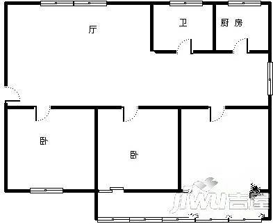 闫垌小区2室2厅1卫87㎡户型图