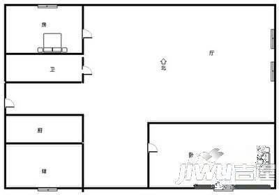 闫垌小区2室2厅1卫87㎡户型图