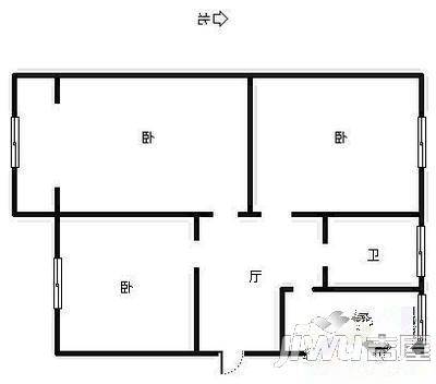 闫垌小区2室2厅1卫87㎡户型图