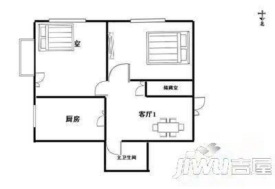 闫垌小区2室2厅1卫87㎡户型图