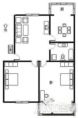 汝河小区2室1厅1卫56㎡户型图