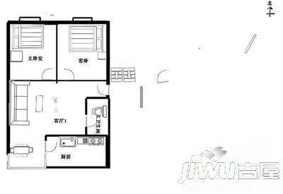 汝河小区2室1厅1卫56㎡户型图