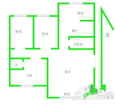 高教小区3室2厅2卫150㎡户型图