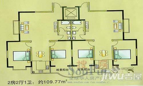 通达春天3室2厅1卫户型图