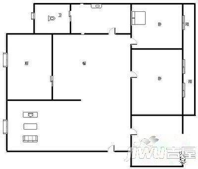 二里岗公安局家属院3室2厅1卫114㎡户型图