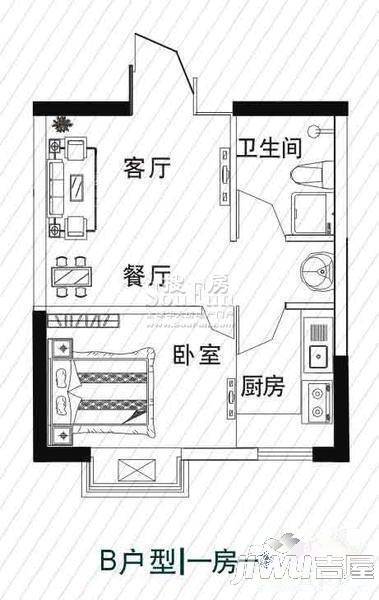 未来和枫苑1室1厅1卫户型图