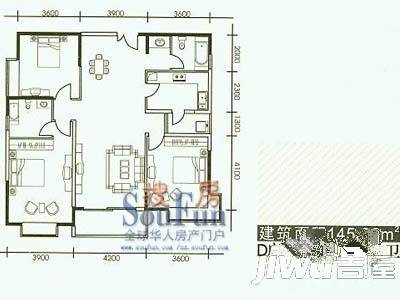 丰源官邸3室2厅2卫145.4㎡户型图