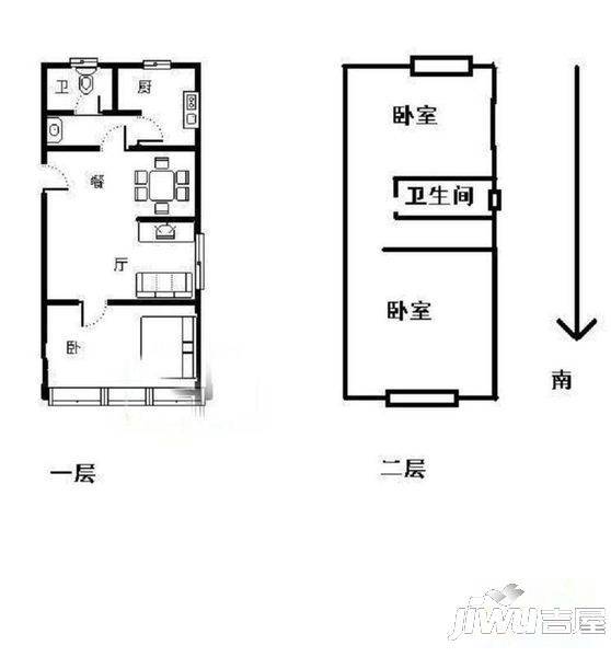 远征都市港湾1室1厅1卫56㎡户型图