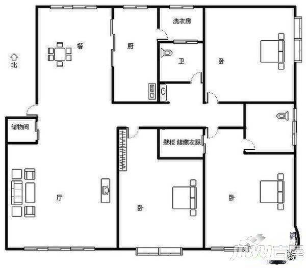 远征都市港湾1室1厅1卫56㎡户型图