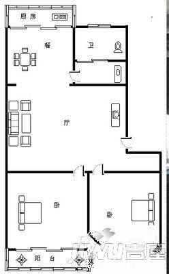 裕达公寓2室1厅1卫87㎡户型图