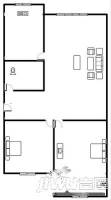 化工厂家属院2室2厅1卫72㎡户型图