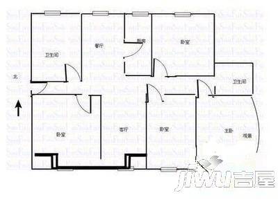 龙源新城3室2厅1卫136㎡户型图