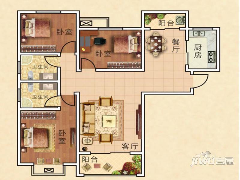 嘉业龙湖壹品普通住宅124.7㎡户型图