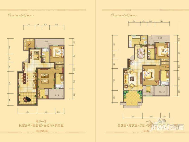 法兰原著2室2厅2卫136.1㎡户型图