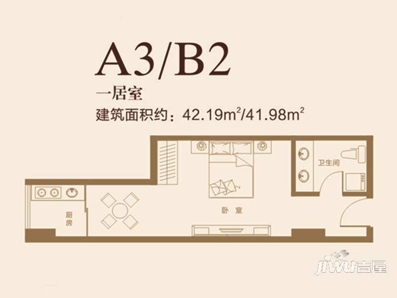 安源时代广场1室1厅1卫41㎡户型图