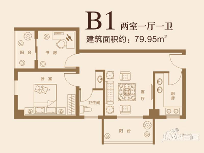 安源时代广场1室1厅1卫41㎡户型图