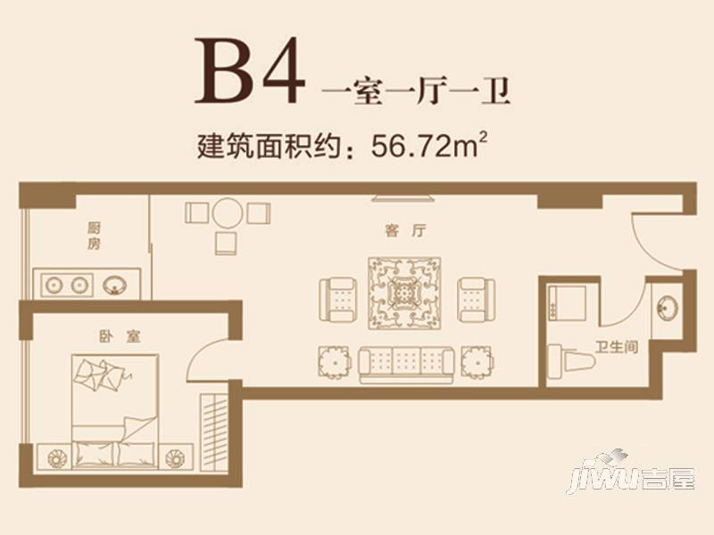 安源时代广场1室1厅1卫41㎡户型图